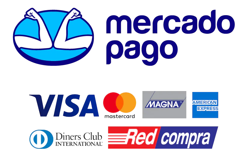 Medios de pago: Mercado Pago, Visa, Mastercard, Magna, American Express, Diners Club, RedCompra